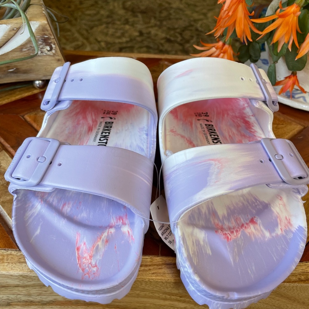 Birkenstock Women's Arizona Essentials EVA Sandals Purple Fog Swirl NWT MSRP $50 - Picture 6 of 11